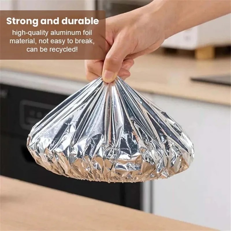 

50/100Pcs Repeatable Aluminum Foil Insulation Covers - Eco-Friendly Kitchen Food Covers For Bowls &