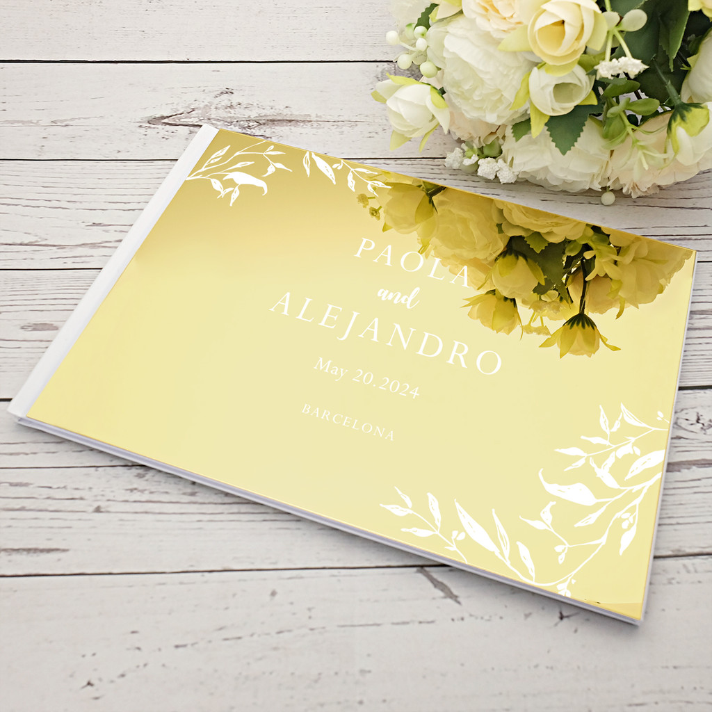 

Personalized Wedding Guest Book Custom Signature Guestbook Acrylic Mirror Cover Book Engagement
