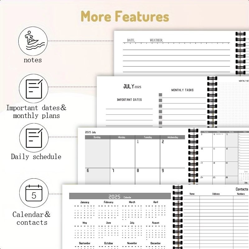 

Weekly Monthly Planner For 2025-2026, Featuring Designs For Cats And Dogs, Natural Art Covers,