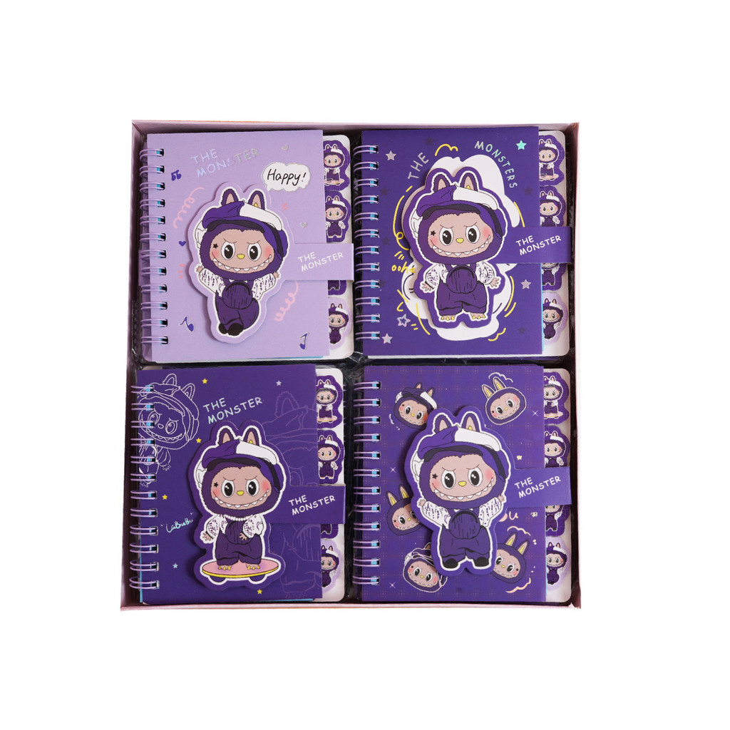 

Labubu The Monster Perimeter Coil This Ins Cute Purple 3D Cover Cartoon A7 Diary Notebook Learning