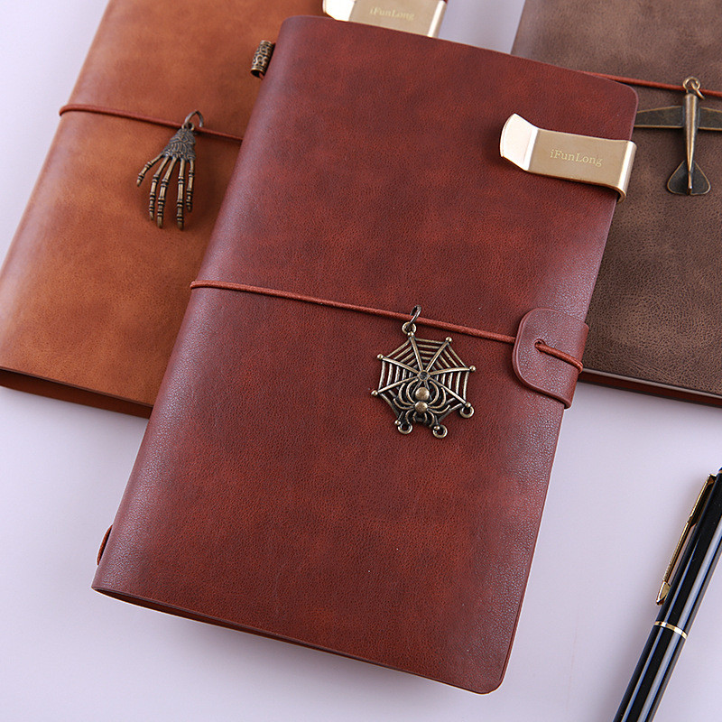 

A6 Leather Notebook Handmade Vintage Cowhide Diary Journal Sketchbook Planner Airplane Travel