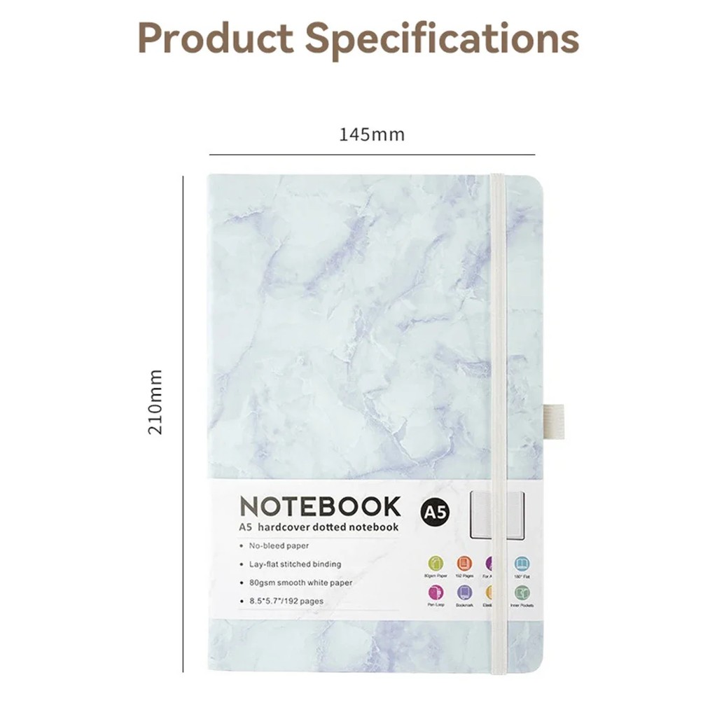 

A5 Hard Cover Lined Notebook With Strap & Leather Binding - Sketchbook & Lay-Flat Journal For