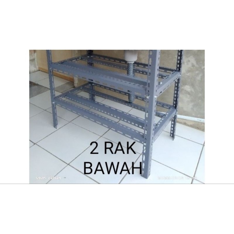 Bararoomkey_ Paket Kitchen Sink Stainless/Bak Cuci Piring/Wastafel Portabel 2 Rak Bawah 75Cm