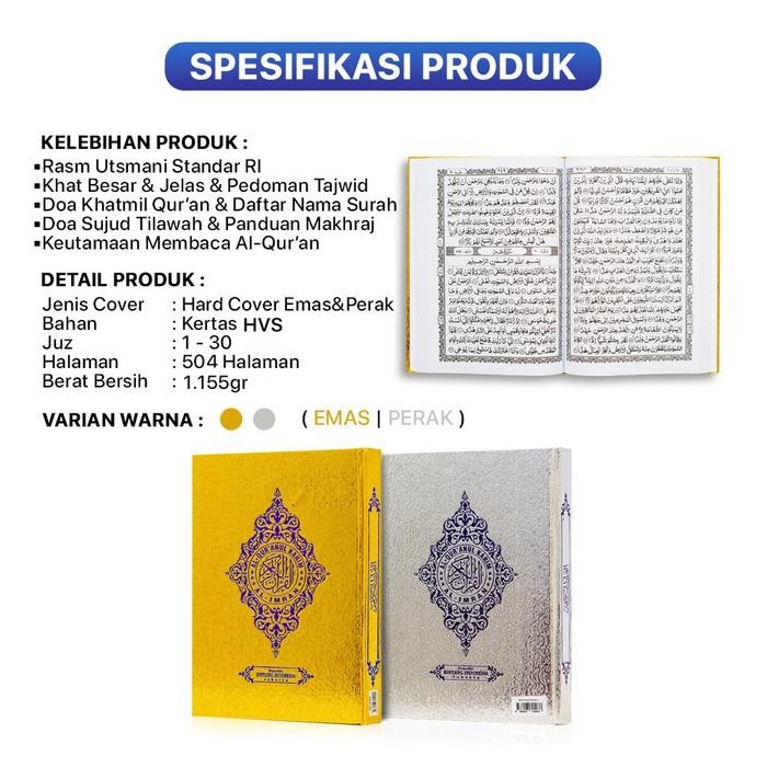 Al Quran Cover Emas Perak A4 Besar,Al Quran Mushaf Cover Emas Perak Gratisongkir