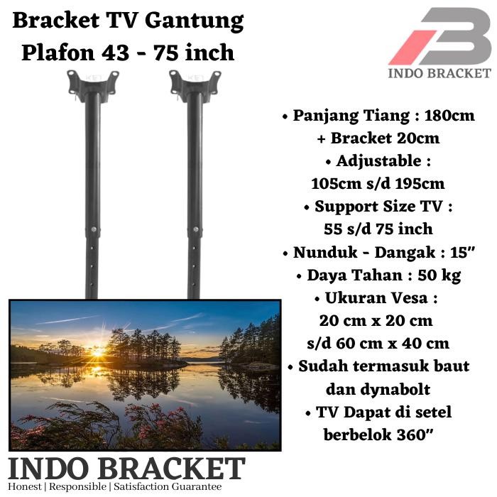 Diskon Bracket Tv Gantung 55 60 65 70 75 Inch, Ceiling Gantung Xtra Kuat For Tv 43" - 75"