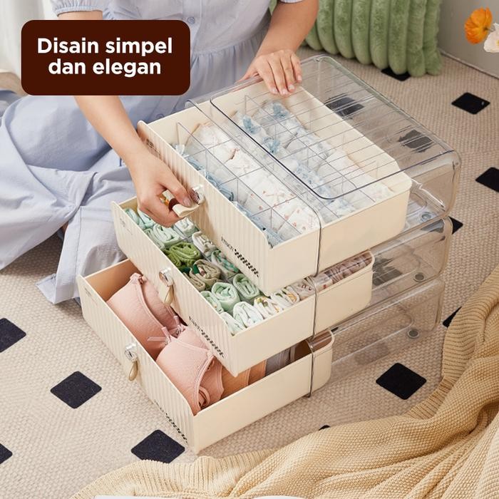 Muzy Rak Organizer Rak Laci Pakaian Dalam Rak Penyimpanan Transparan Rak Susun Aestetic Home