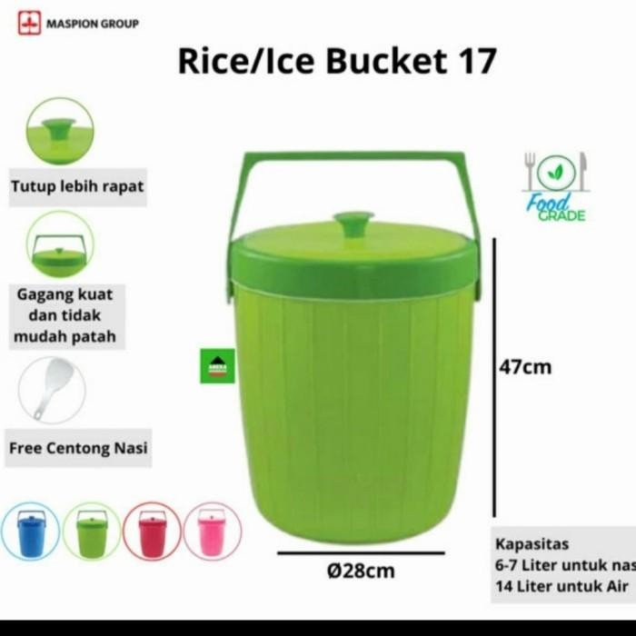 Ice Rice Bucket 17L Box Termos Tempat Penyimpanan Nasi Es Batu Makanan
