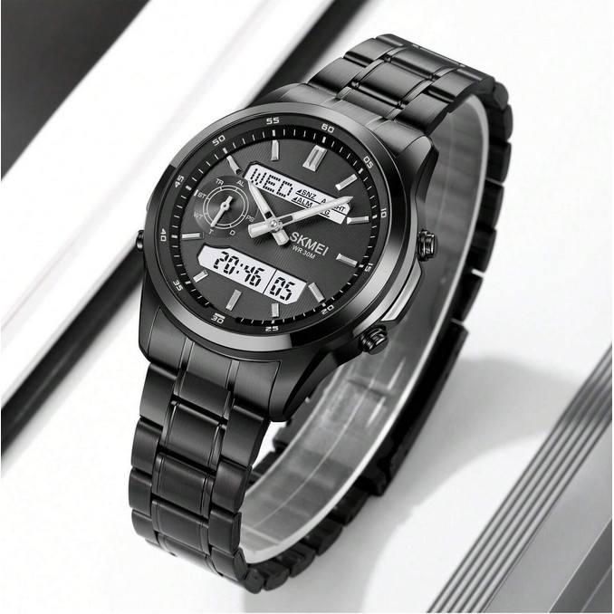 Jam Tangan Analog Digital Pria Elegan Elegant Men's Analog Digital Watch Warna Hitam