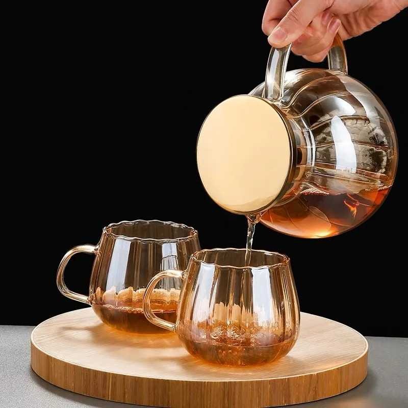 

Teko Kaca Teko Kaca Tahan Panas Teko Kaca Tahan Api 1.3L dengan 2 Cangkir Glass Teapot Heat Resistant Fire Glass Teapot 1.3L with 2 Cups Warna Oren