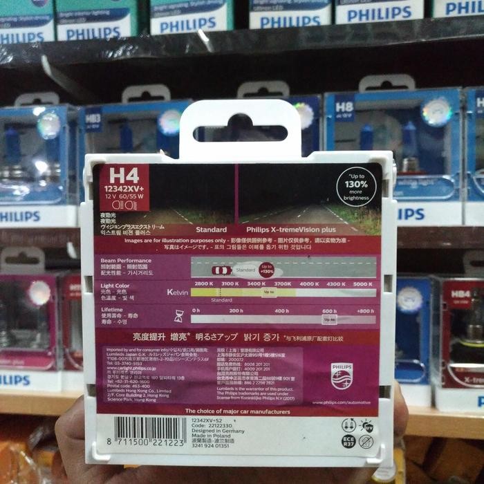 Bohlam Lampu Philips X-Tremevision Plus H4 Ori Original Asli