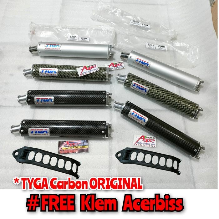 PREMIUM Knalpot Silincer TYGA Carbon & Silver ORIGINAL 2 tak Ninja R RR SS dll