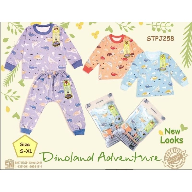 Promo Setelan Ridges Panjang Dinoland Adventure / Dino Survived The Volcano / Setelan Ridges Baby