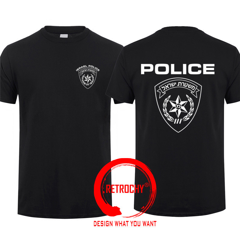 Israeli PoliceMan Israel Cops T Shirt Man Cool T-shirt IDF Israel Army Elit Black Tshirt Men Tees Ha