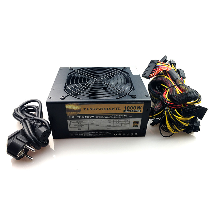 ATX PSU 1800W  Power Supply For Eth Rig Ethereum Coin Mining Miner 180-240V psu mining rig 24P For P