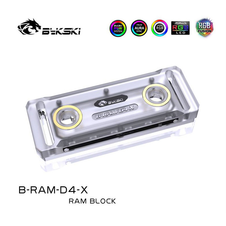 Bykski PC Pendingin Air Kartu Memori Pendingin Ram Blok Air Penutup Akrilik Mendukung Dua Saluran Ra