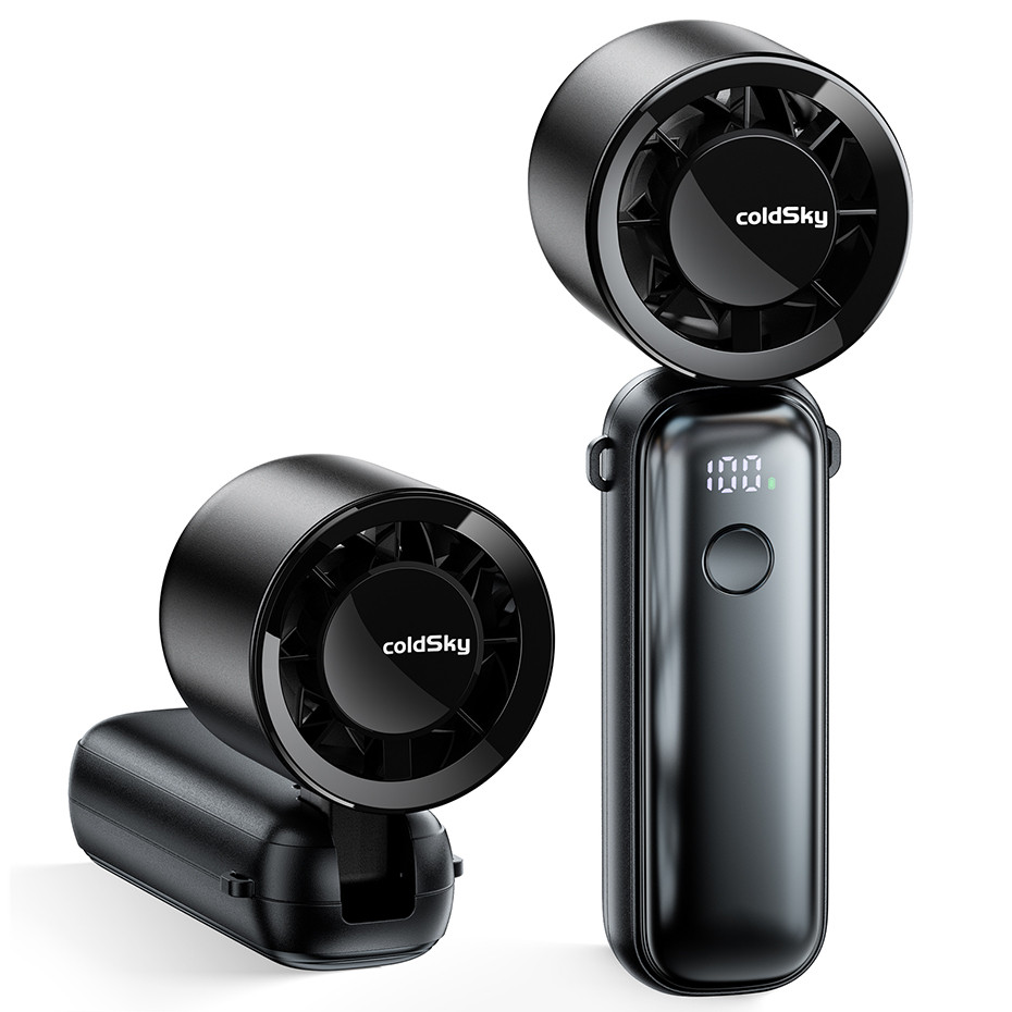 Coldsky Portable Handheld Fan 5000Mah Rechargeable Cooling Fan With Digital Display Foldable Mini