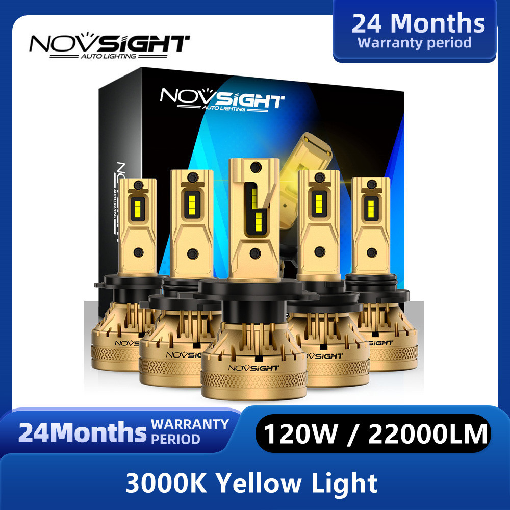 Novsight N37Y H7 Lampu Depan LED untuk Mobil H4 LED H11 9005 HB3 9006 HB4 3000K 22000LM 120W Lampu D