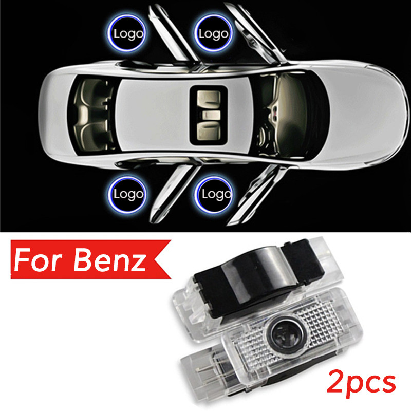 2 Buah Lampu Proyektor Laser Logo Pintu Led untuk Mercedes Benz C W203 Aksesori Lampu Bayangan Hantu
