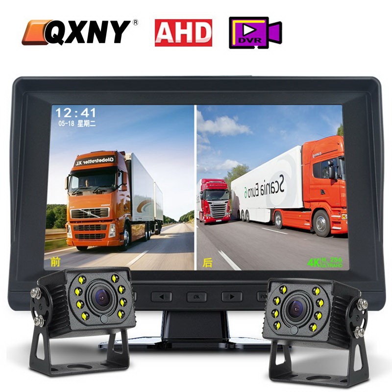 Monitor DVR AHD Bus Truk Mobil Layar IPS 2 Saluran 7 "dengan Perekam Video Digital untuk Kamera Cada