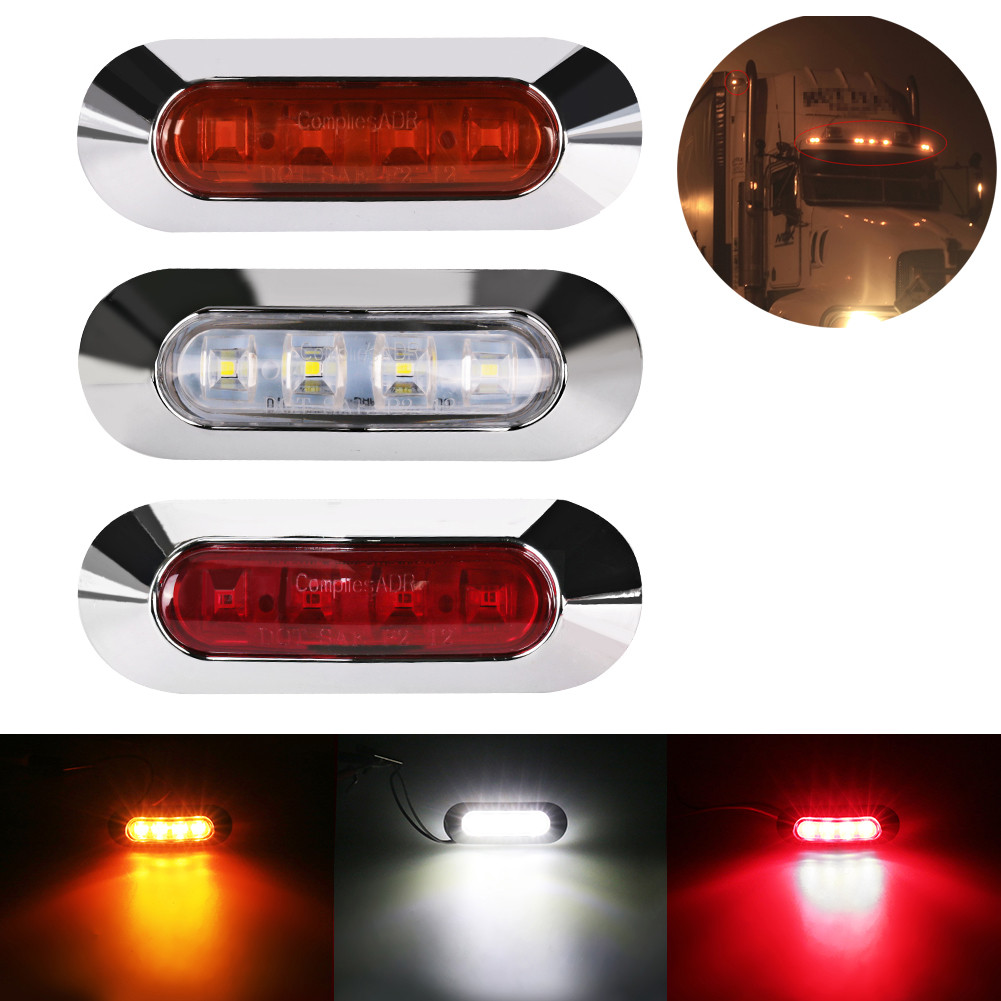 Universal 4 LED Mobil Truk Bus Trailer Penanda Sisi Lampu Indikator Izin Penanda Samping Lampu Parki