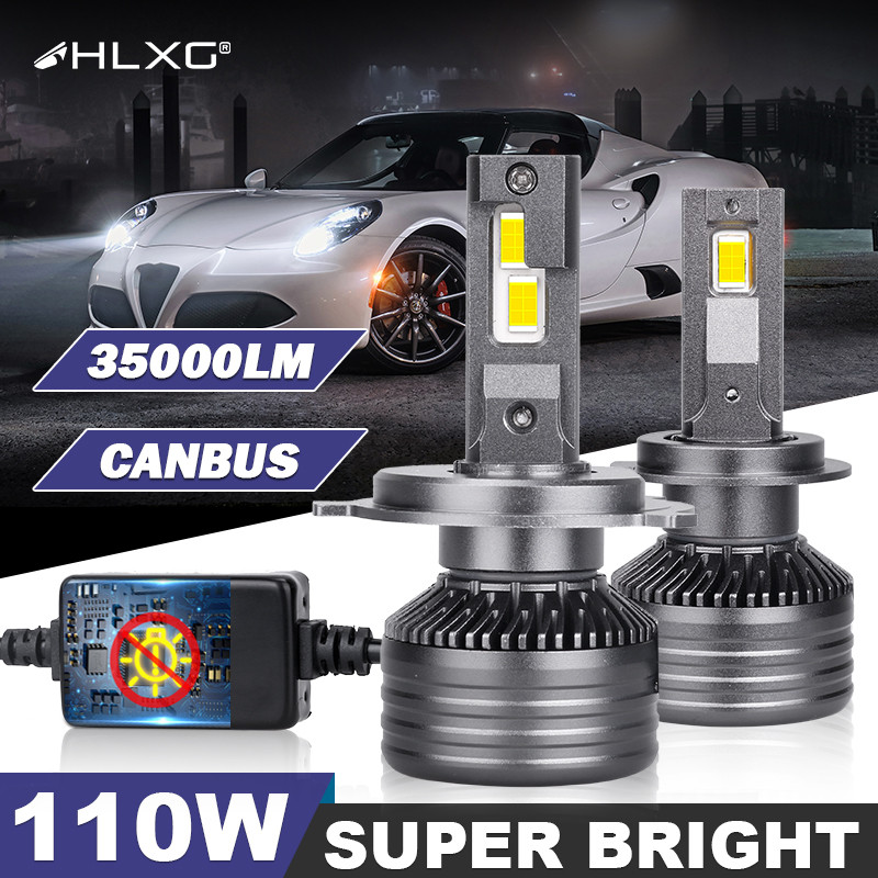 HLXG H4 Led Canbus 35000LM Luces Led H8 H9 H11 9012 H7 LED HB3 9005 9006 HB4 Bohlam Lampu Depan LED 