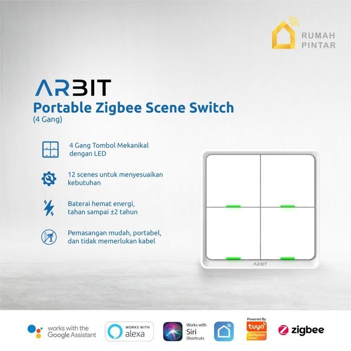 Arbit Smart Portable Zigbee Scene Switch 4 Gang Remote Kontrol