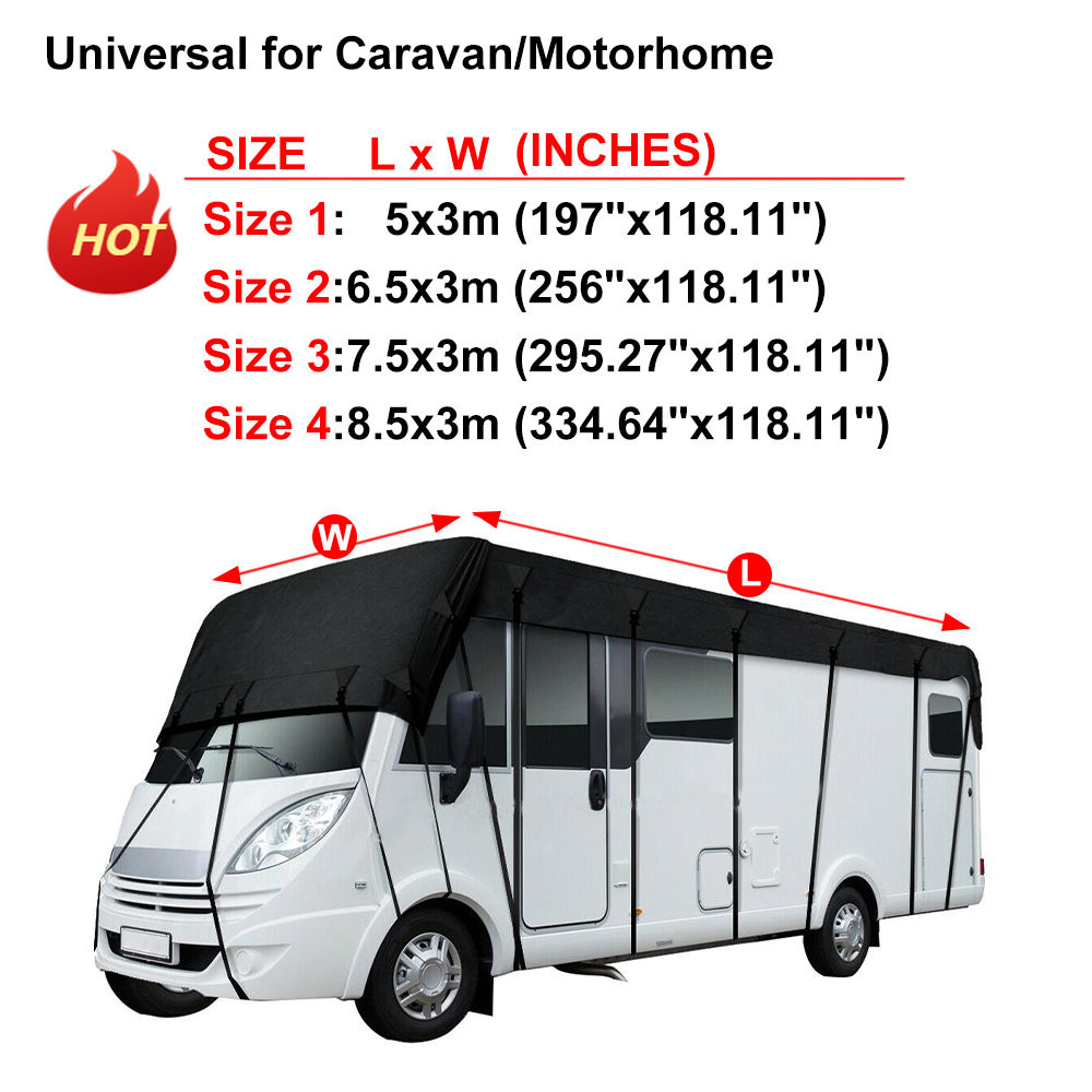210D RV Penutup Atap Karavan Terpal Lem Hitam Tahan Air Tahan Debu Kerai Anti-UV untuk Motorhome Cam