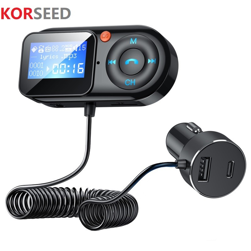 Pemancar FM 5.0 Bluetooth Nirkabel Pemutar Mp3 Mobil Kit Mobil Bebas Genggam LCD Audio Aux Pengisi D