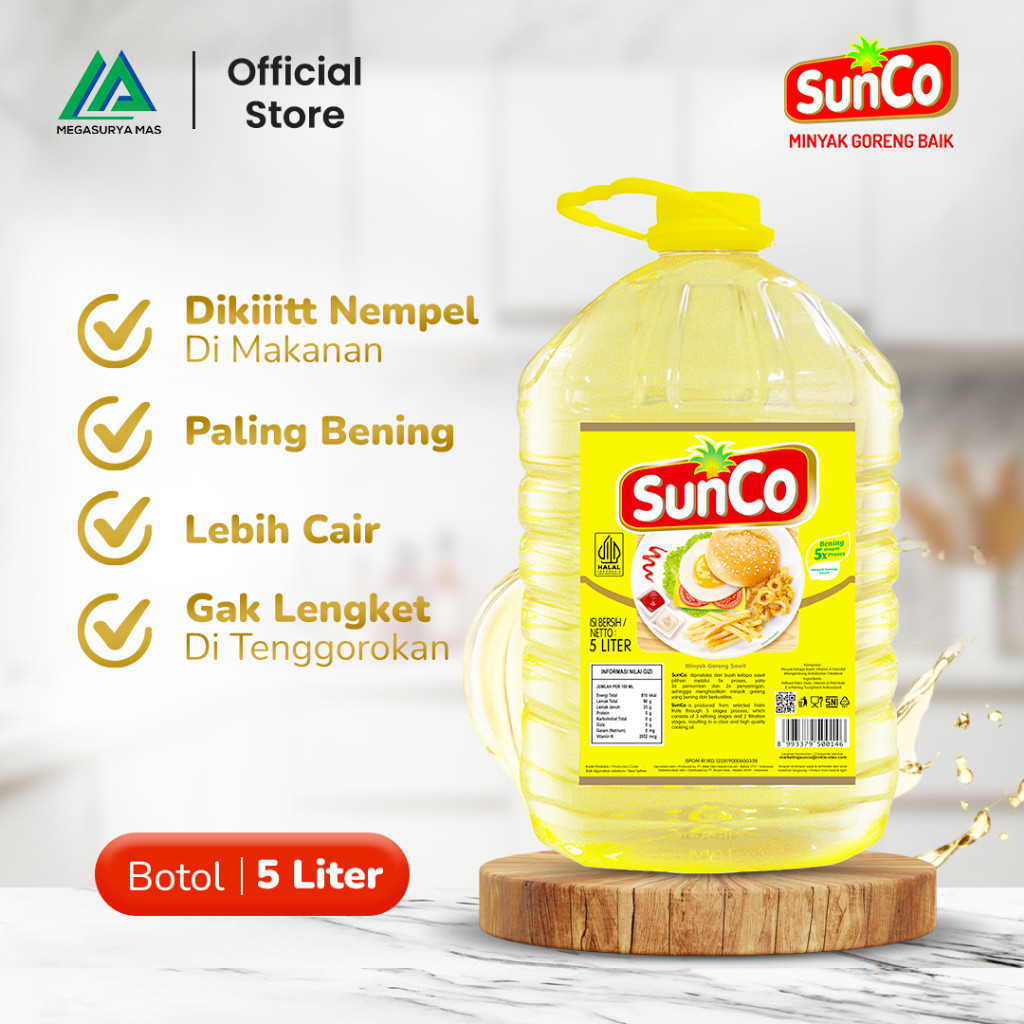 

SunCo Minyak Goreng 5L Bening Dan Krispi