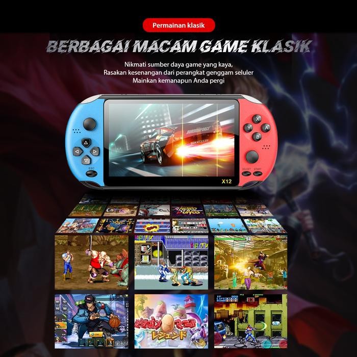 Psp X12 Gameboy 8Gb Bawaan 10.000+ Game 5,1 Inci Handheld Game Console