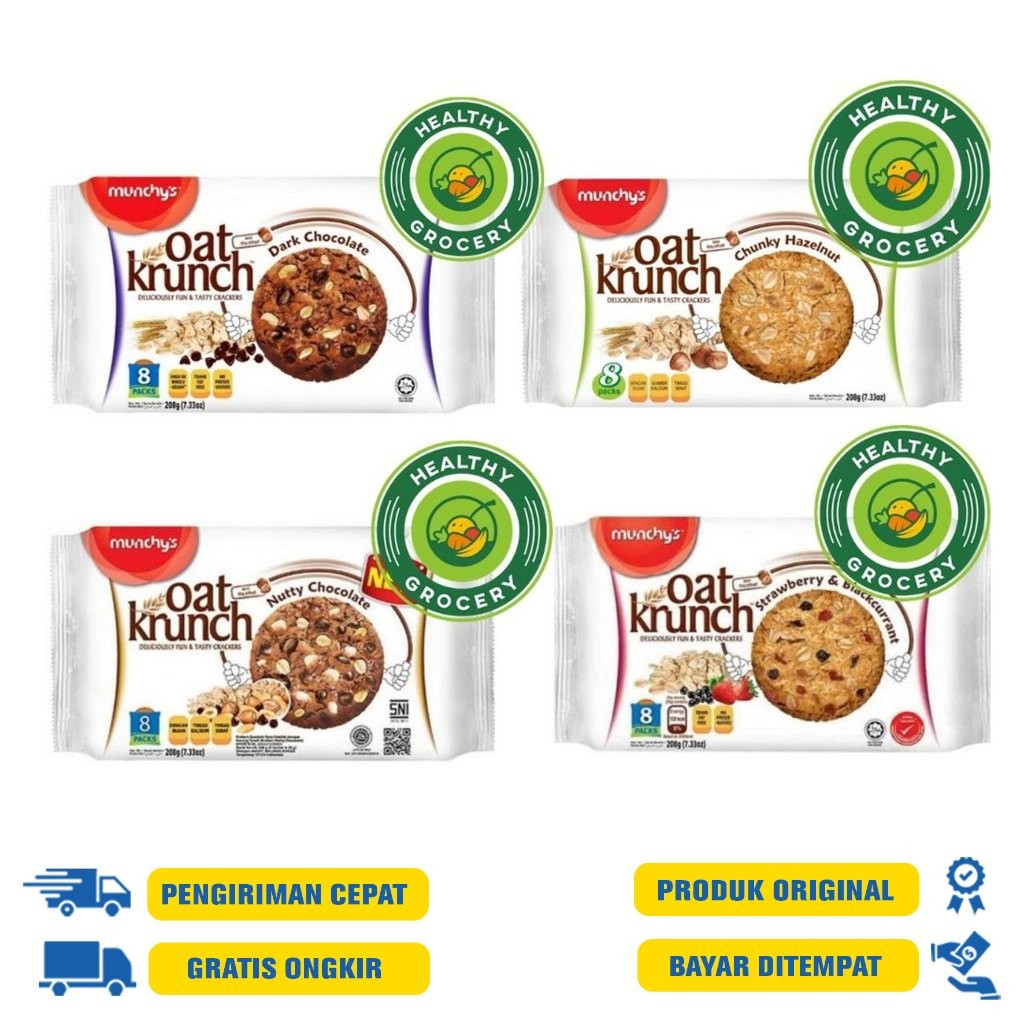 

RATU Oat Krunch Munchys 208 Gram - Nutt Chocolate Hazelnut Strawberry & Blaccurrant Dark Chocolate