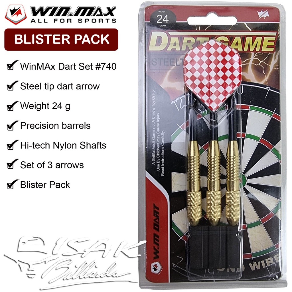 WinMax Steel Tip Dart Arrow - 740 Blister Pack Panah Jarum Papan Darts