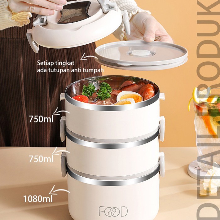

ZENRantang Lunch Box Stainless Steel 304 Bertingkat Tahan Panas Anti Bocor