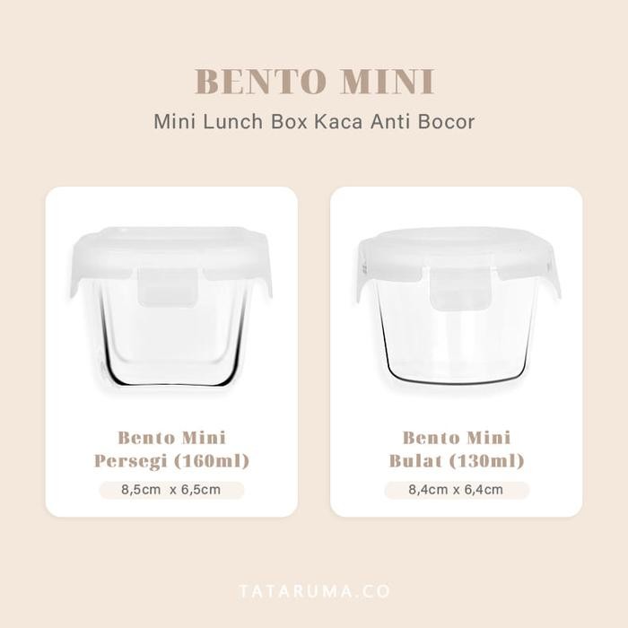 

BENTO MINI - Food Box Bulat Persegi Mini Kaca Kedap Udara Tahan Panas