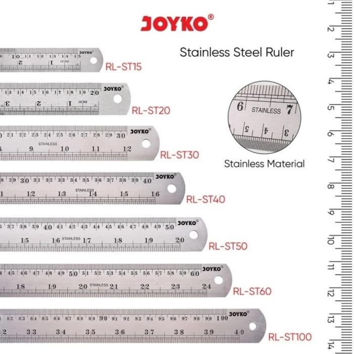 

penggaris besi Joyko ukuran 40 cm s/d 100 cm