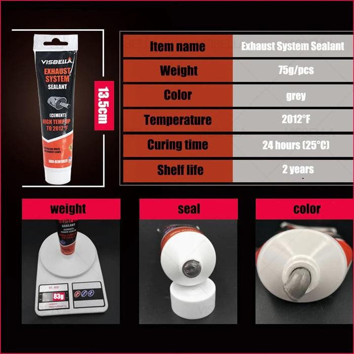 Ready- Visbella Exhaust System Sealant [ Cement ] High Temperatur 1100 Celcius Lem Panas Knalpot