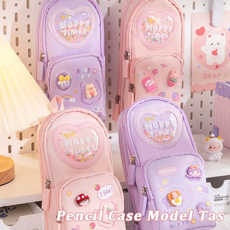 

3D Anak Tempat Pensil Kotak Pensil Anak Sekolah Pencil Case Hiasan Glitter Karakter Tas Lucu