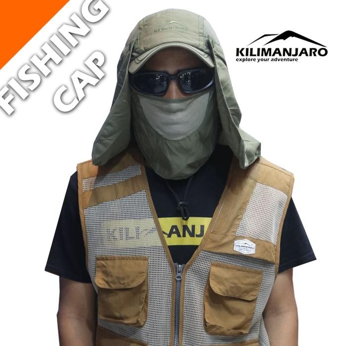 Topi Pancing Kilmanjaro - Topi Masker Jepang Microfibre Quickdry - Topi Pancing Anti Uv - Topi