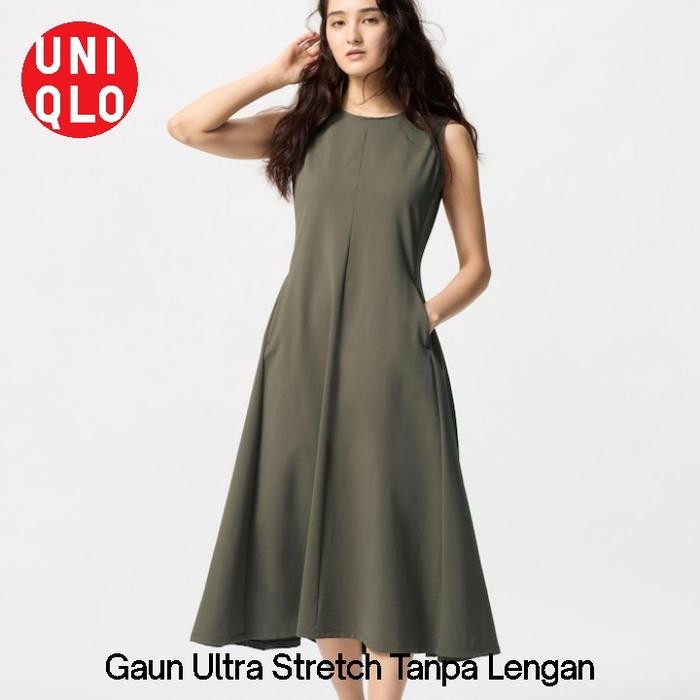Uniqlo Airism Dress Gaun Tanpa Lengan Ultra Stretch A Line Jastip
