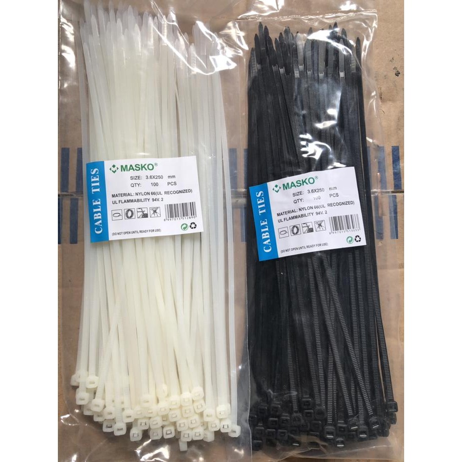 

KABEL TIES TALI SABUK 200MM 3,6 X 250 MM 25 CM ISI 100 PCS MERK MASKO