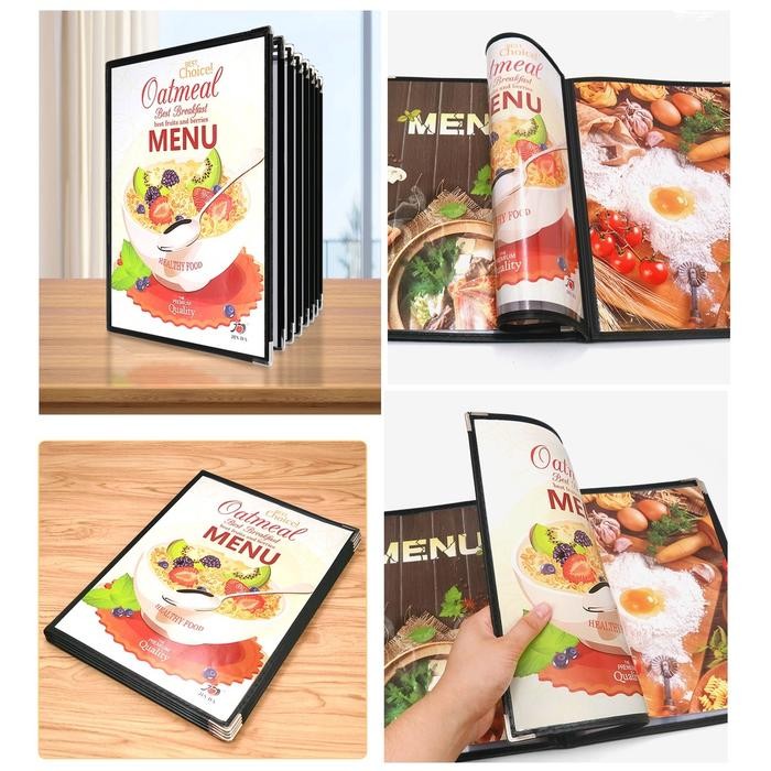 

4/6/8/10PAGE A4 BUKU MENU RESTORAN KULIT COVER PELINDUNG MENU COVER MENU SAMPUL BUKU RESTO-HITAM