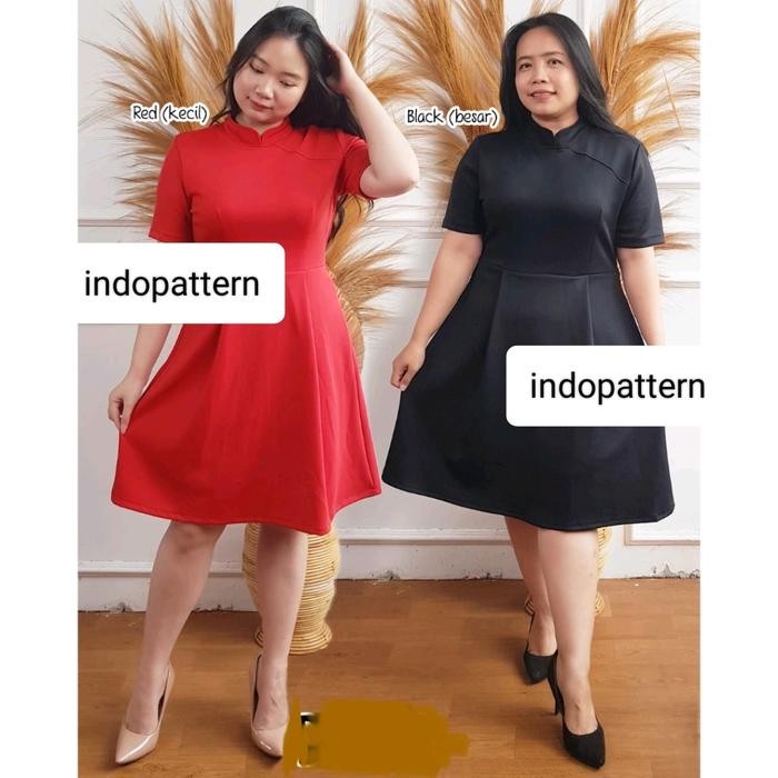 Fiona Scuba Dress Wanita Pesta Party Big Size Jumbo Murah