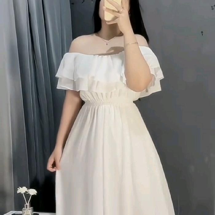 Dress Putih Panjang Dress Sabrina Dewasa Baju Pantai Wanita Dress Pantai Dress Bumil Maternity Bumil