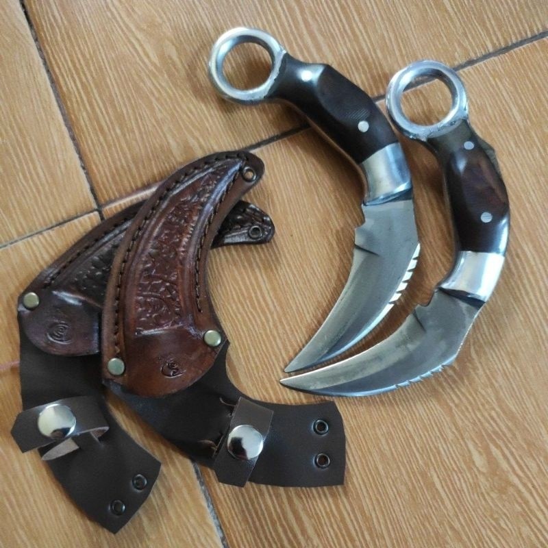 viral Kerambit Rus4 Dural Sarung Kulit Asli Tajam