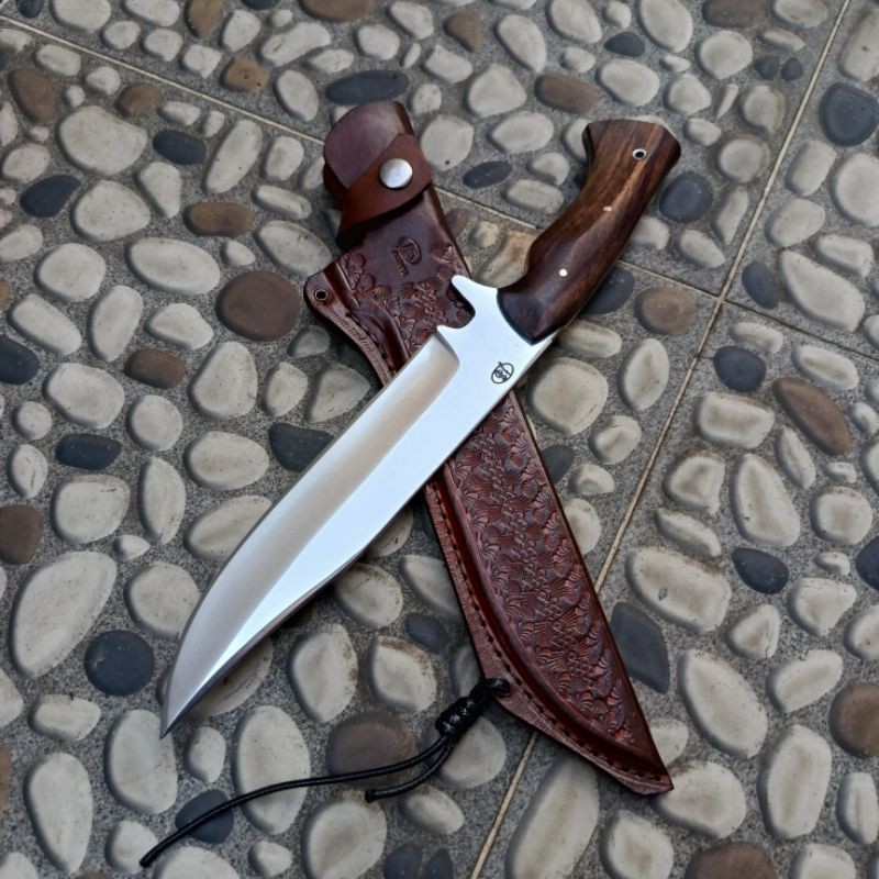 viral (COD) Bowie Besar Fulltang Carbon Steel Sarung Kulit