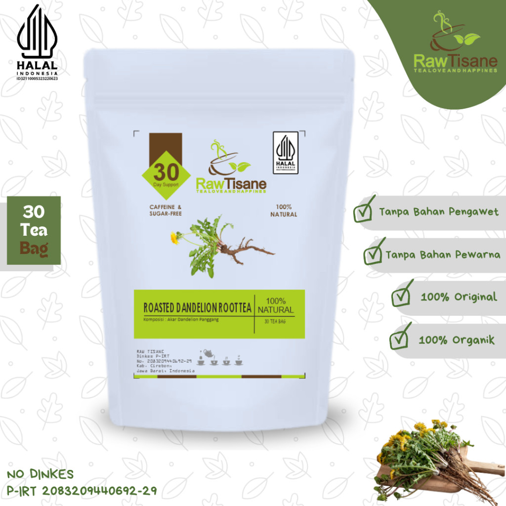 

RAW TISANE Roasted Dandelion Root Tea : Teh Celup Akar Dandelion Panggang All Varian Isi 30 Tea Bag