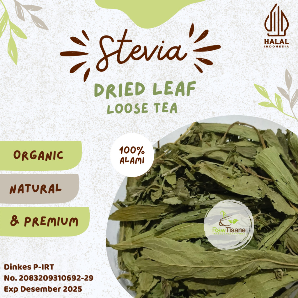 

RAW TISANE Stevia Leaf Tea / Teh Daun Stevia Pemanis Alami Untuk Teh Isi 100 Gram