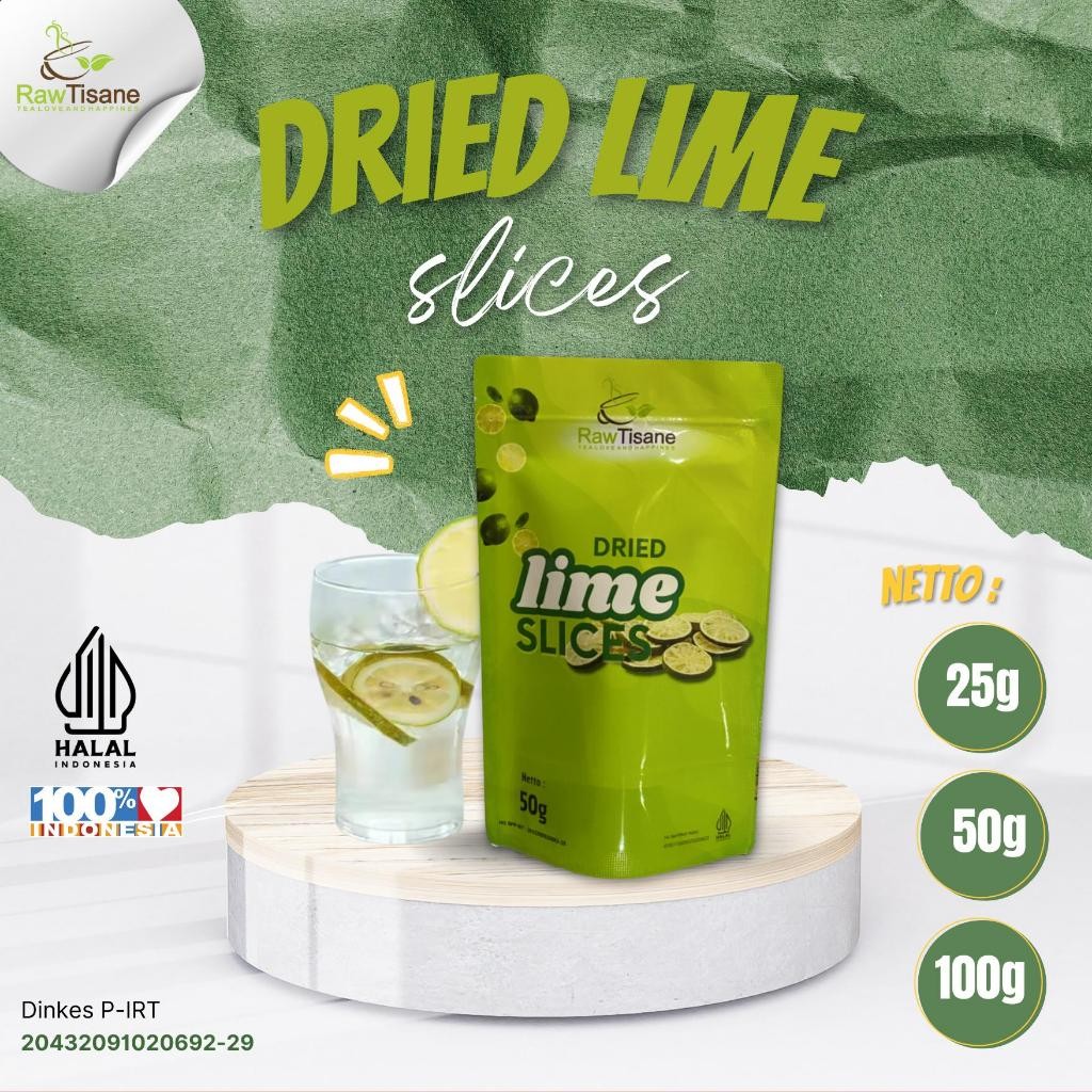 

RAW TISANE Dried Lime Slice / Dried Lime Fruit / Jeruk Nipis Kering Iris Isi 100 Gram