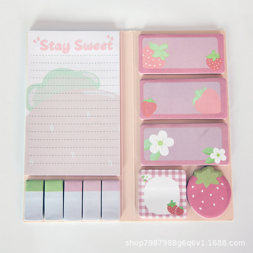 Strawberry N-time Sticker Set,  Note Book Combination,  Note Set  Memo Pad  Office Accessories