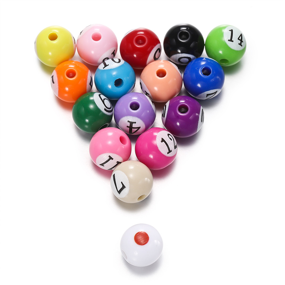 10Pcs/Lot 11Mm Acrylic Billiard Ball Beads Spacer Loose Bead For Bracelet Necklace Earrings Key ain